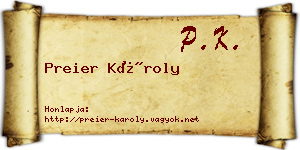 Preier Károly névjegykártya