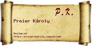 Preier Károly névjegykártya